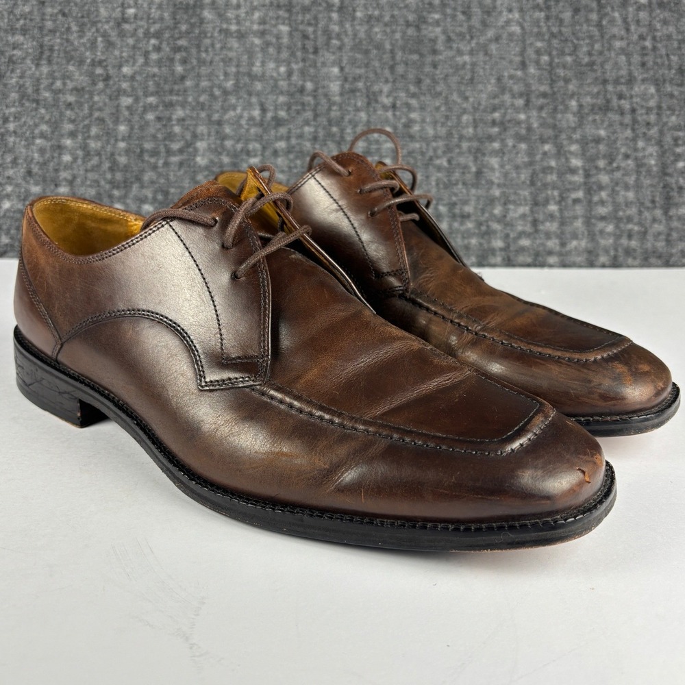 Cole Haan C07138 Eaton Apron Toe Leather Derby Shoes Brown Mens 11 M